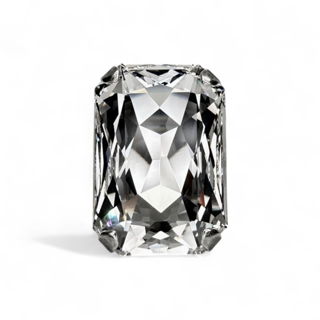 Ring BIG OCTAGON Crystal, Klar