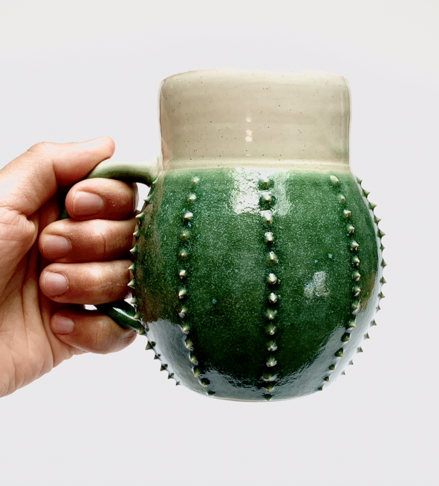 Ceramic Cactus Mug, Tea Cup, stoneware, handmade - for Cactus Lovers