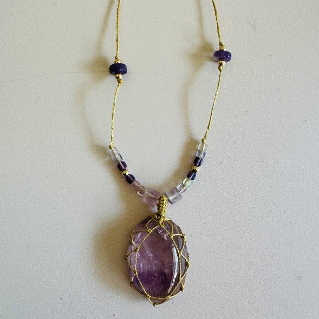 Sautoir Améthyste Rose