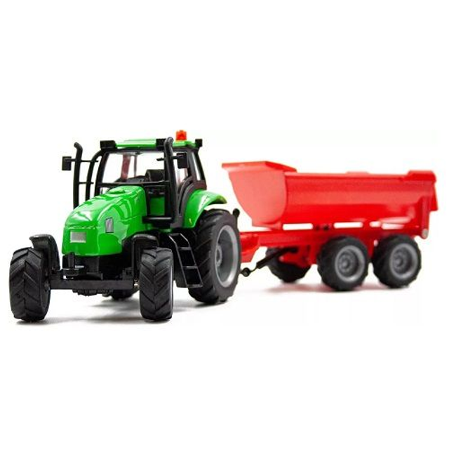 Kids Globe 510653C - Kids Globe Tracteur avec son et lumière, moteur à friction et remorque basculante
