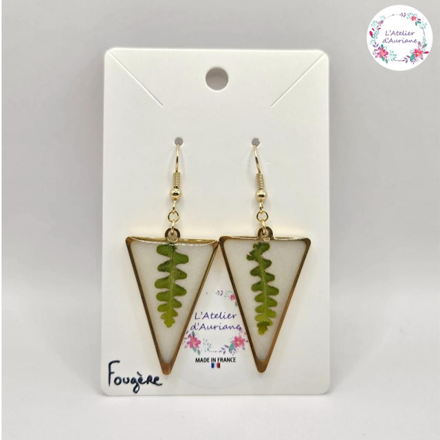 Boucles d'oreilles "Fougères" dorées