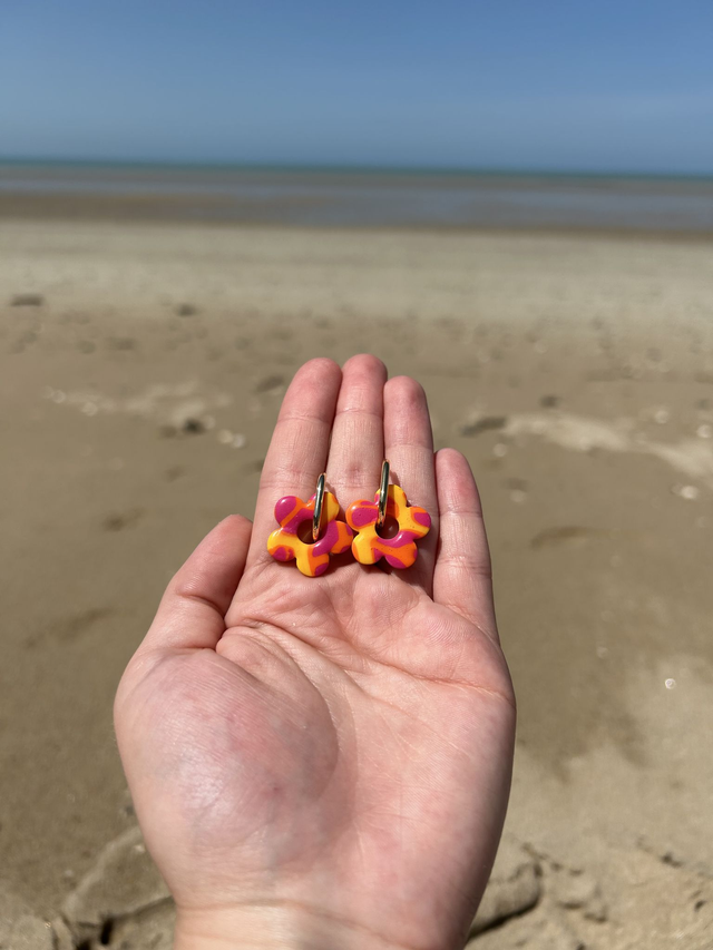 Pampilles Alma tricolore jaune, orange, rose 