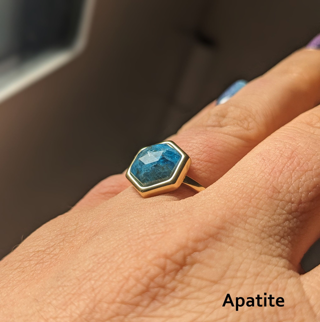 PRECOMMANDE - "Gema" - Bague Plaqué Or, (5 Pierres au choix)