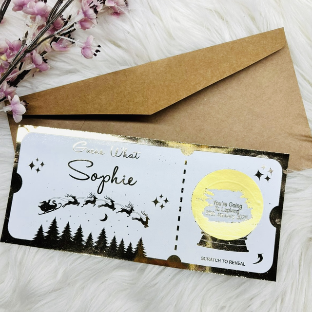 Lapland gold foil Christmas scratch reveal gift card
