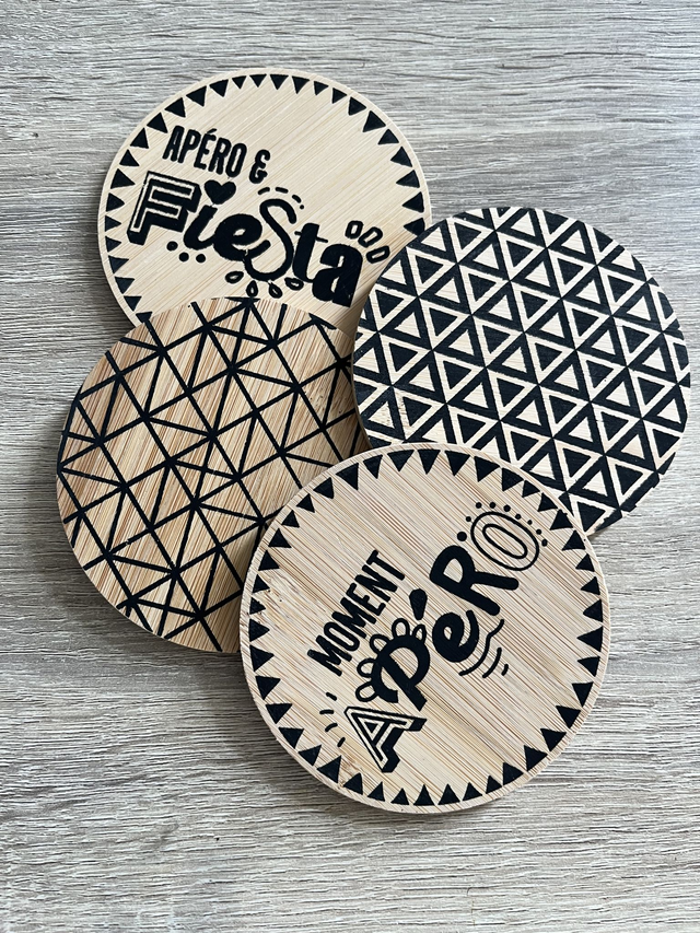 Lot de 4 dessous de verres - Thème apéro - Personnalisable