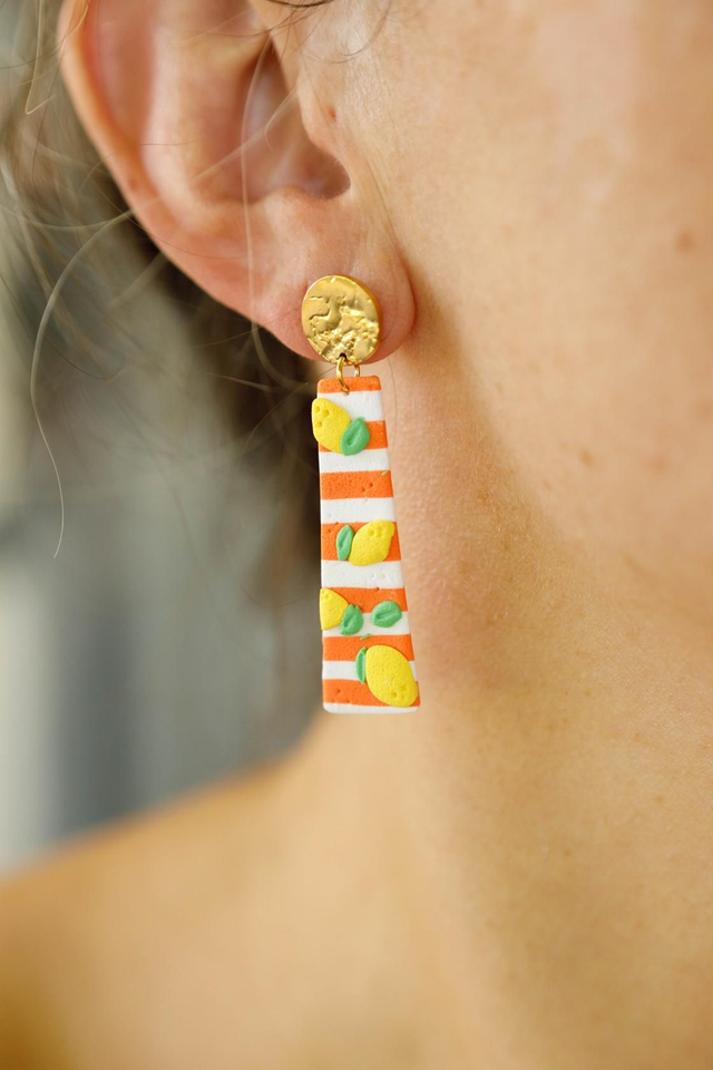 Les fruitées &quot;Rayures &amp; Citrons rectangle&quot; 