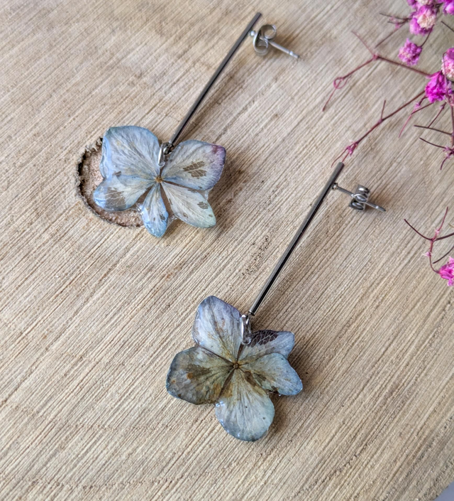 Pendientes de hortensias largos 