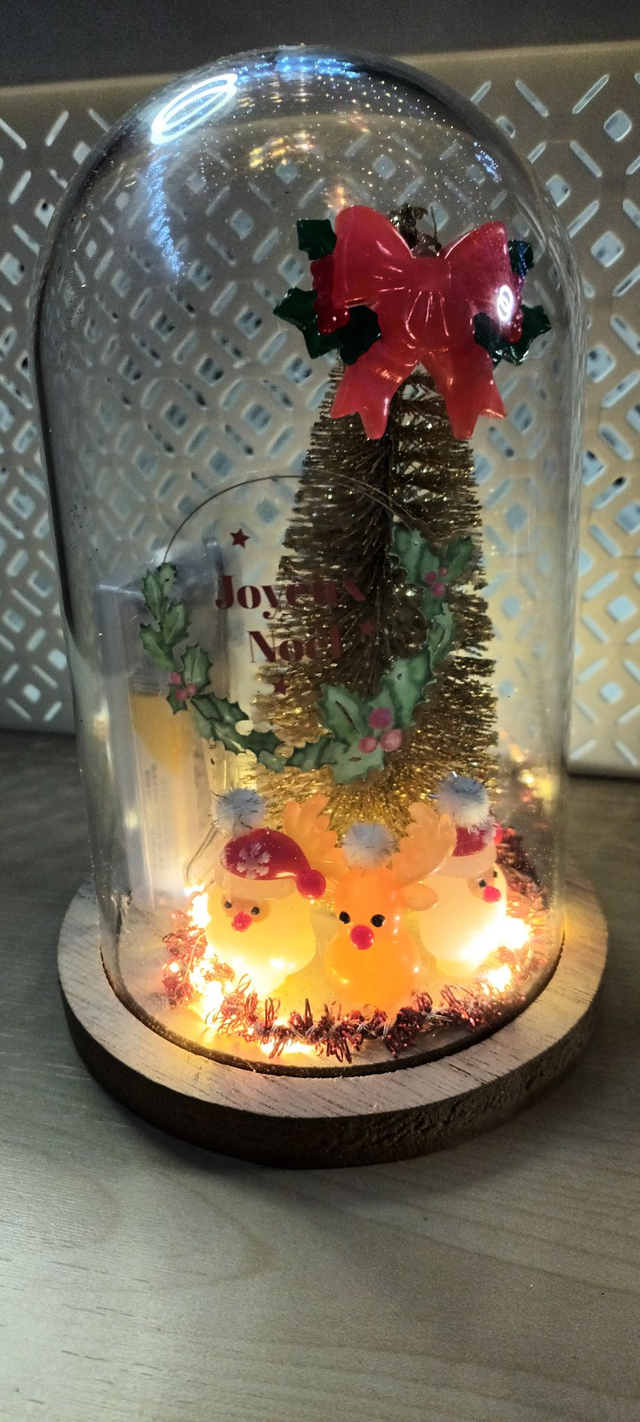 DECORATION NOEL SOUS CLOCHE _ 18 X 12 CM