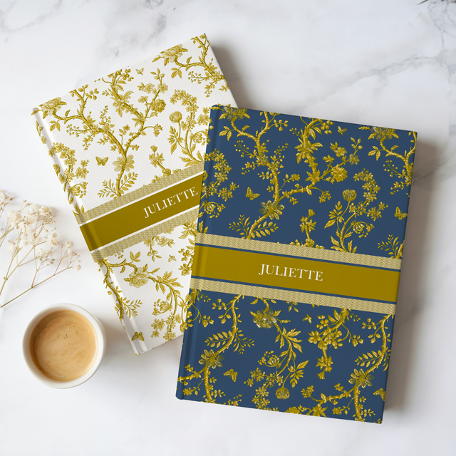 Carnet personnalisé motif toile de Jouy