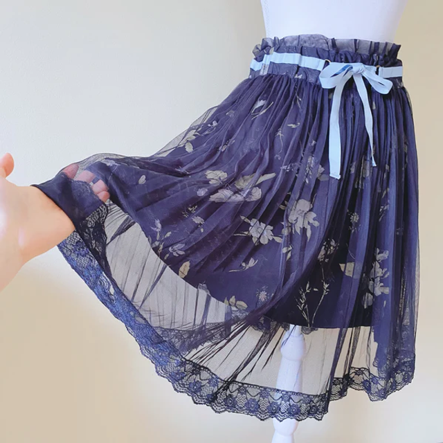 Dreamy Dark Blue Fairytale Skirt with Voile Layers