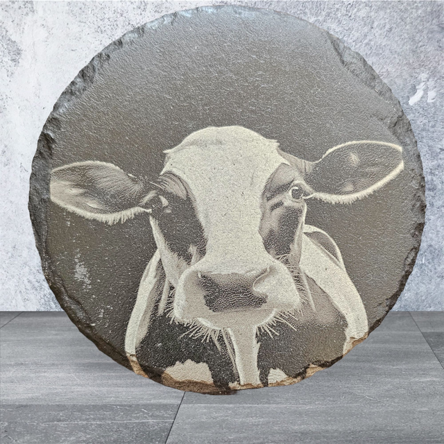 Slate Coaster - Round - Cow