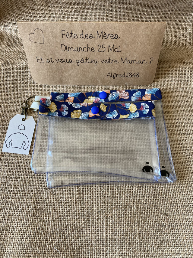 Lot de 2 pochettes en vinyle/tissu à emporter partout -   (coloris bleu)