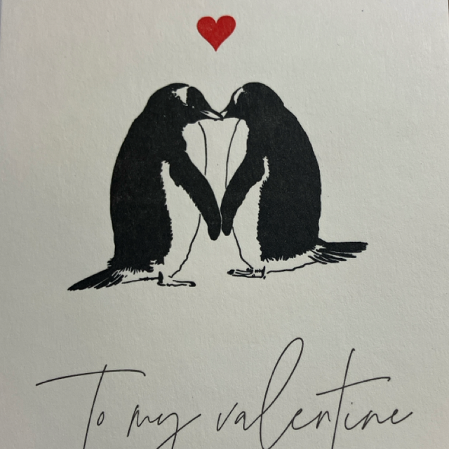 Traditional Letterpress Valentine’s Penguins 