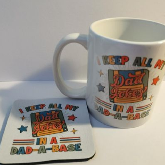 Dad Mug &amp; Coaster Set - Father's Day Gift Set - Dad Birthday Gift Set - 12 Designs to choose from