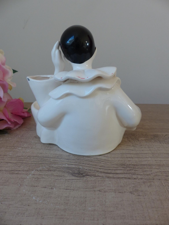 Pot à Barbier Vintage Pierrot en Céramique des Années 1970 – Vide-Poche Décoratif Multifonction pour Rasage, Bijoux ou Clés, Déco Chambre