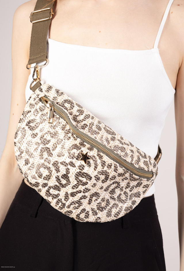 Sac banane lurex tissé motif leopard 