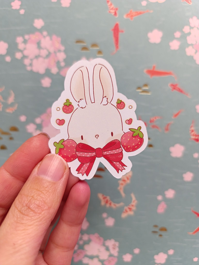Hase Schleife Erdbeer Sticker