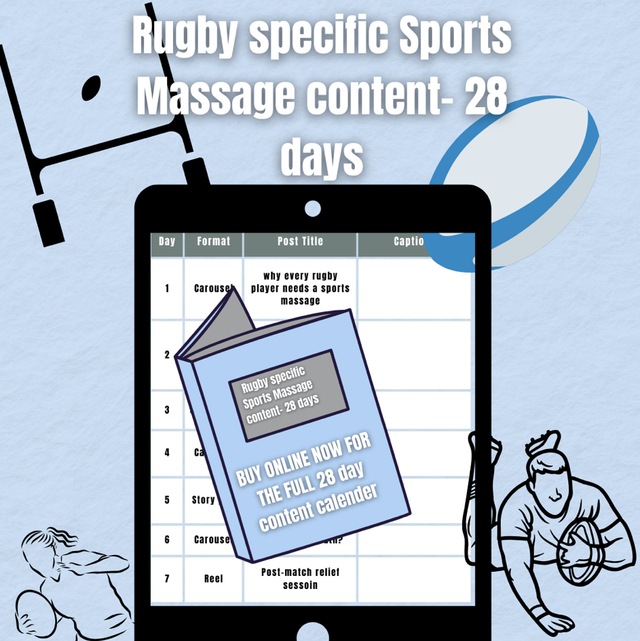 Rugby specific- 28 day Social media content 