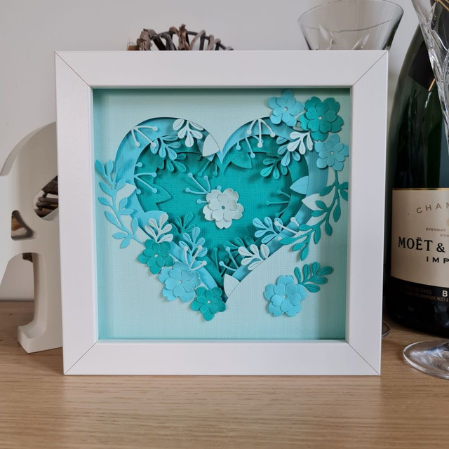 3D Floral Picture Mint Heart 17.5cm