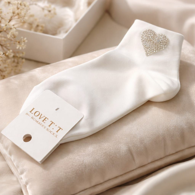 Socken mit Strass (Gr. 36-41/42) onesize - Herz