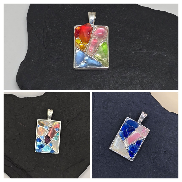 925 Limited Edition Sterling Silver Mosaic Pendant – Rare Seaglass