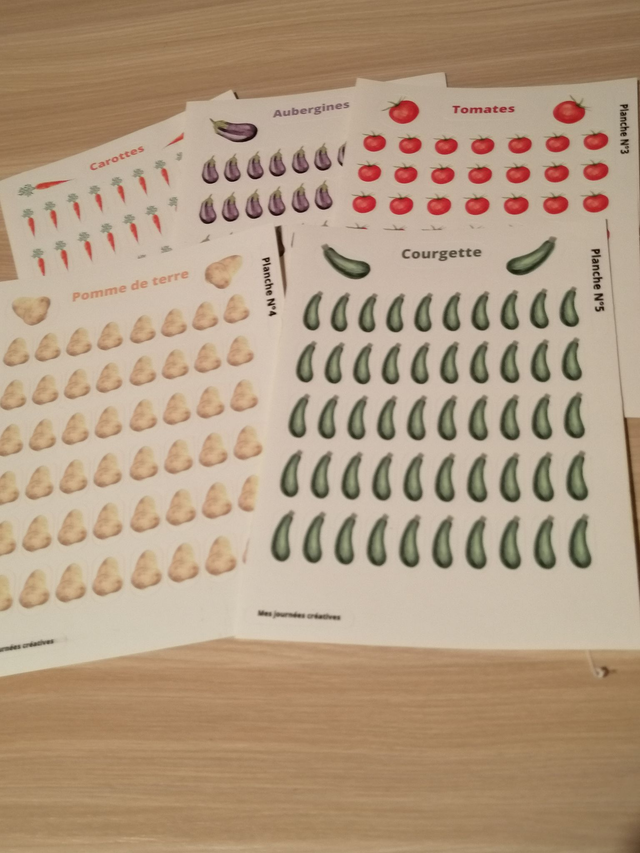 Planche de stickers légumes
