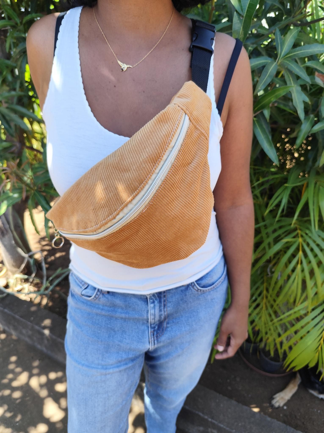 Sac banane XL velours moutarde