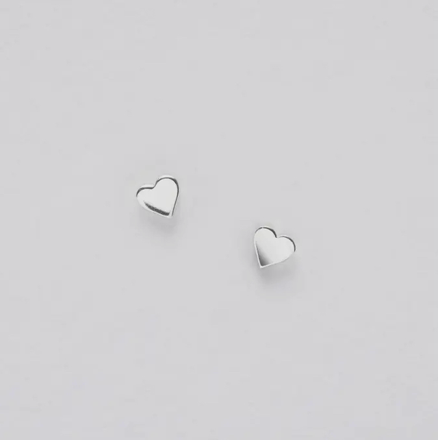 With Love Heart Card - Sterling Silver Heart Stud Earrings