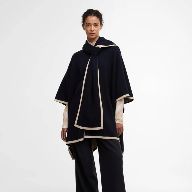 Barbour River Knitted Cape Dark Navy