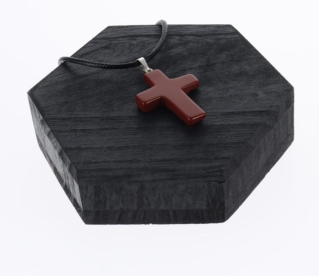 Pendentif Croix Jaspe Rouge