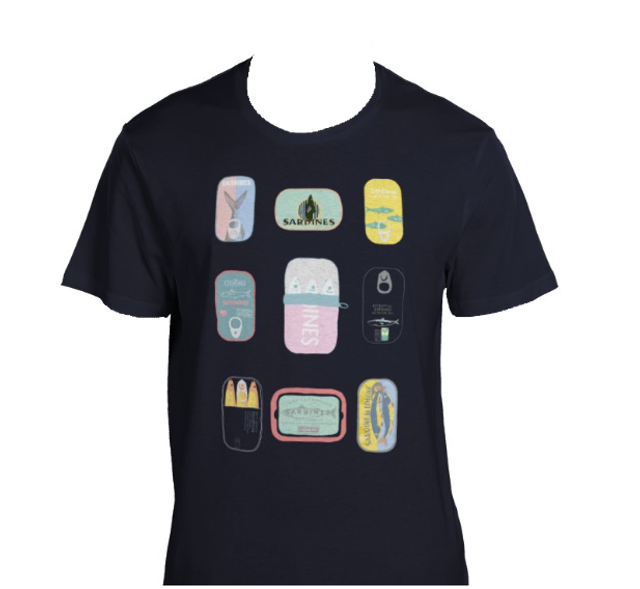 Illustrated Cotton T-shirt - Sardines 