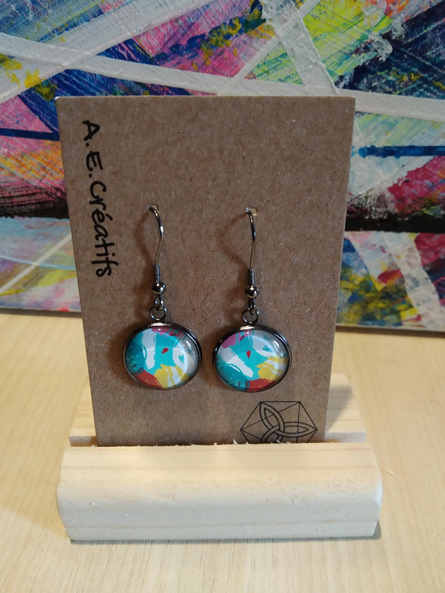 Boucles D&#039;oreilles Cabochons Couleurs 