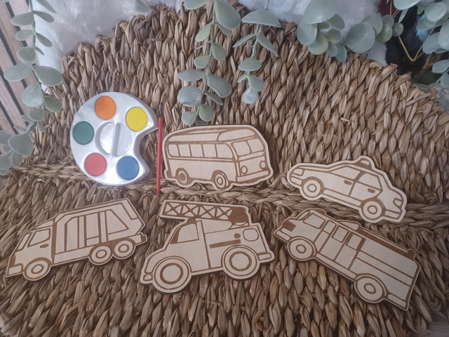 Kit Créatif en Bois – Thème Véhicules à Personnaliser