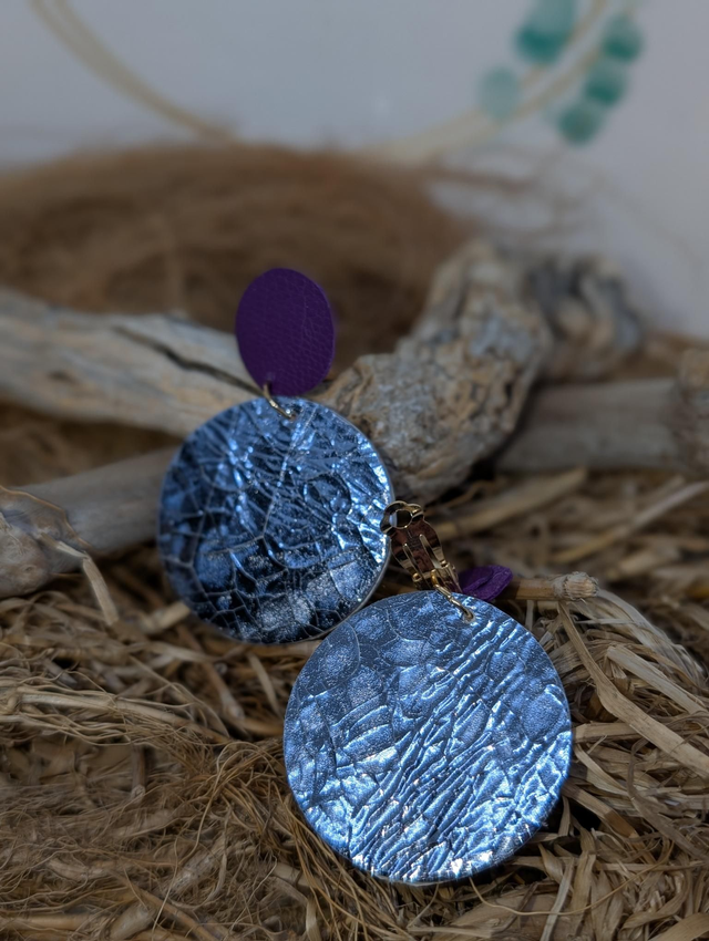 Boucles d&#039;oreilles Clips Moon argenté violet