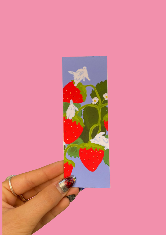 Marque Page "lapin fraisier" bleu