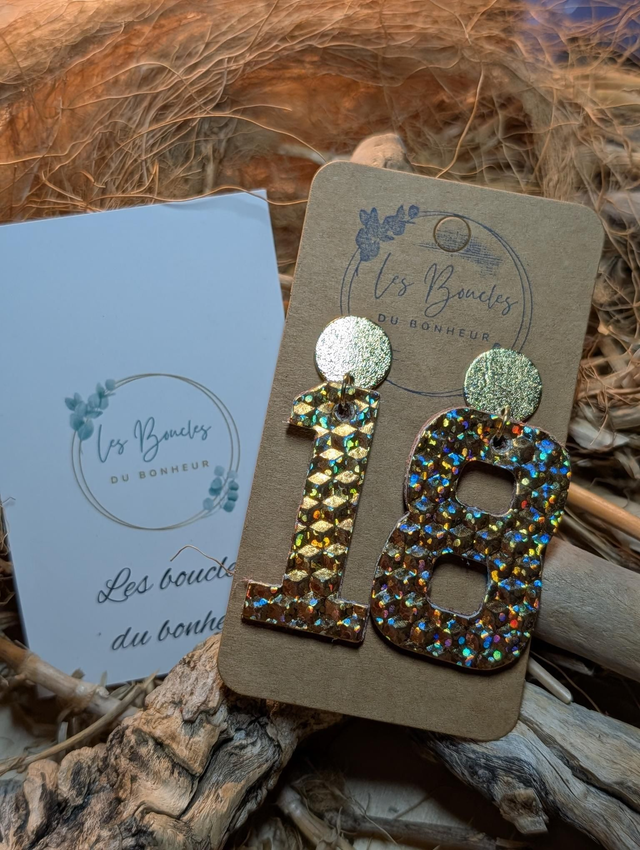 Boucles d'oreilles chiffres fétiches 18