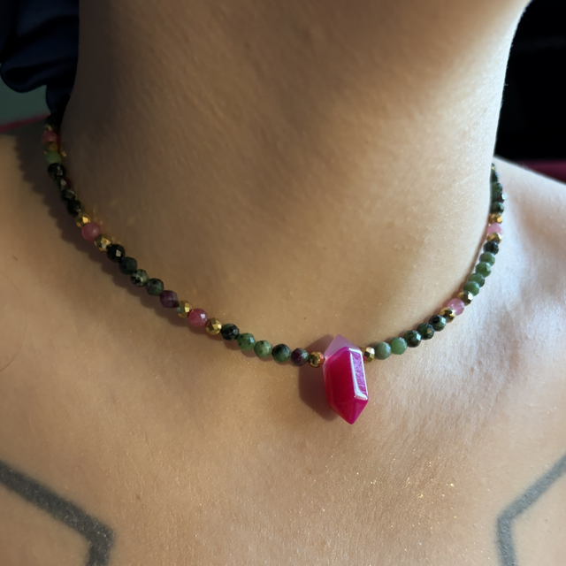 Choker Mystica Zoisyt i Agat