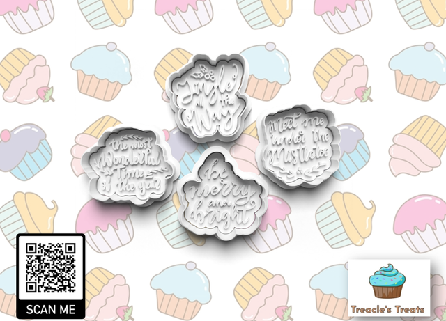 Christmas Fondant/cookie stamps with cutters (0495)