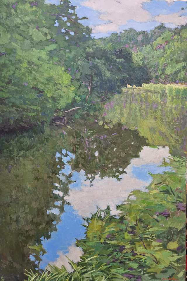 la rivière chante doucement.  146x97cm. Huile sur toile 