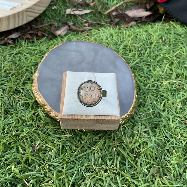 Adjustable glass dome ring. Colourful design. Handmade.