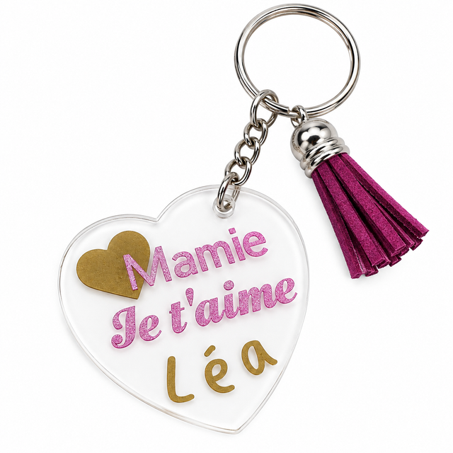 Porte-clés personnalisé - « Mamie je t’aime »