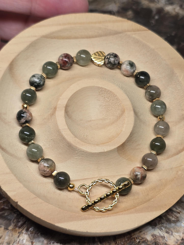 Bracelet Agate fleur verte 0,6 cm