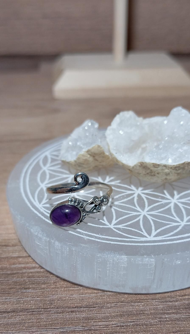 Bague Améthyste réglable 