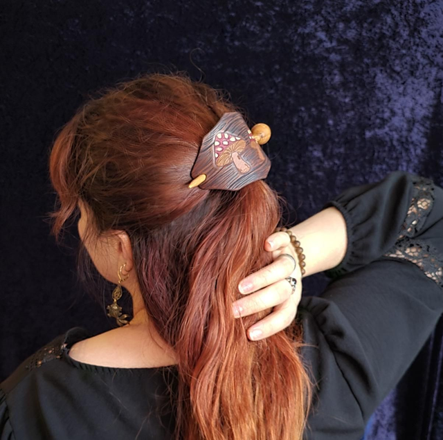 Barrette Charmes d'écorce Champignons