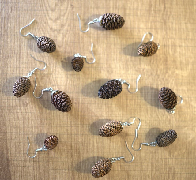 Boucle d&#039;oreille pomme de pin 