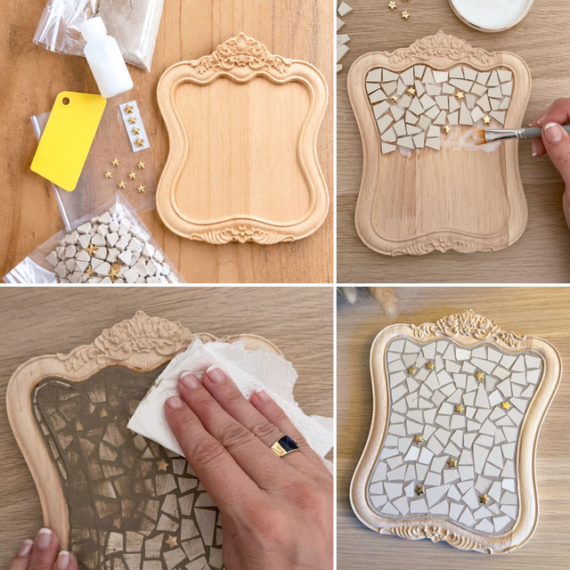 Coffret Mosaïque, kit Plateau vintage à bijoux DIY