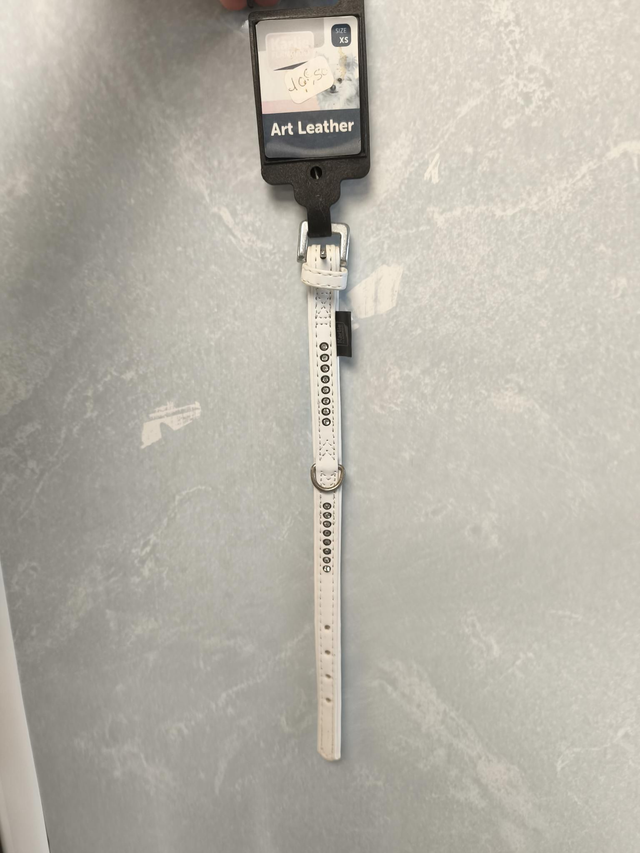 Collier cuir blanc XS