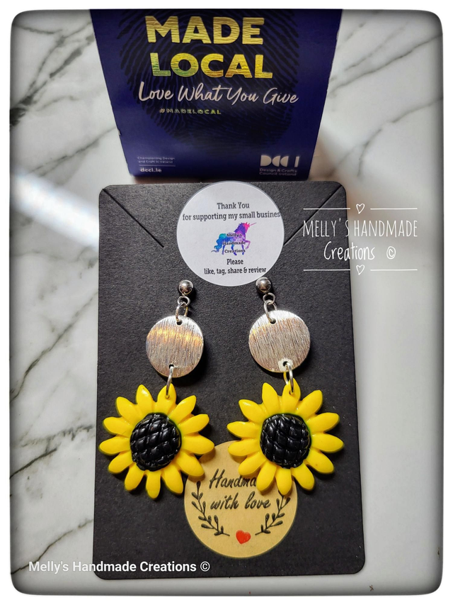 Sunflower drop earrings