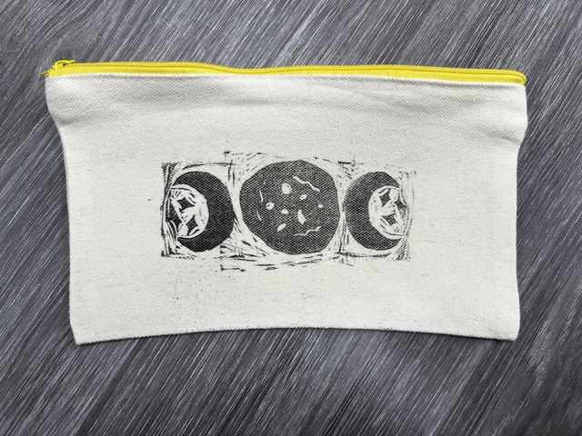 Witchy Lino Triple Moon Pencil Case