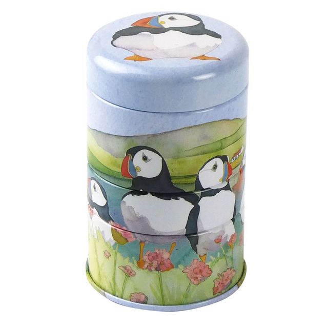 Mini Stacker Tin Sea Thrift Puffins